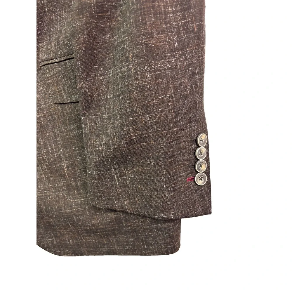 J Hilburn 43R 38x30 Brown Chambray Italian Fabric Wool Vitale Barberis Canonico‎